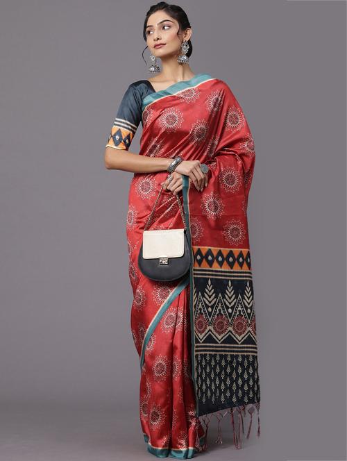 purple silk blend ikat saree with blouse - 18286092 - Very Small Image - 1