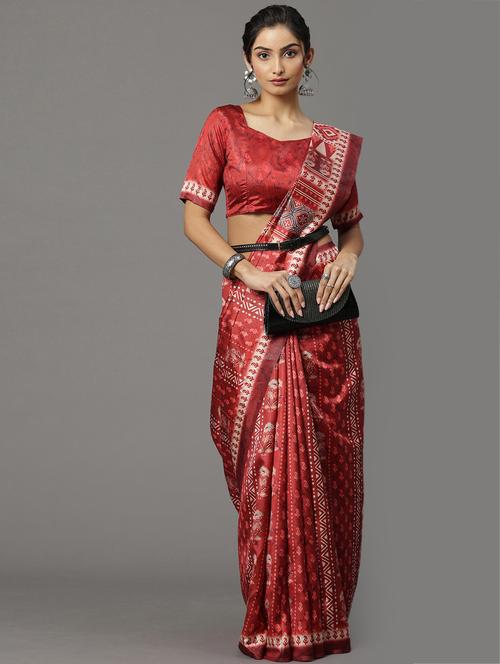 purple silk blend ikat saree - 18286095 - Very Small Image - 1