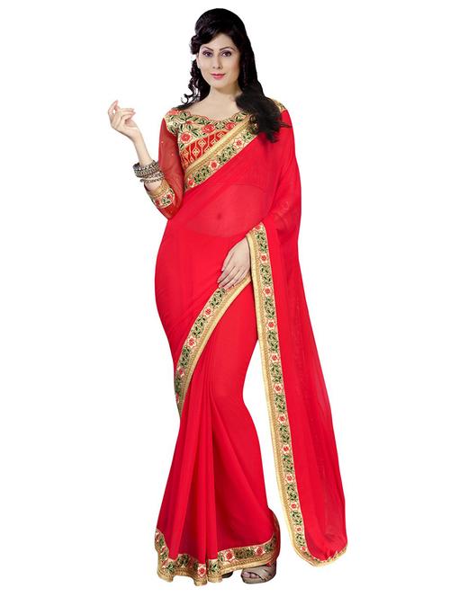 pink chiffon embroidered saree with blouse - 18286263 - Very Small Image - 1