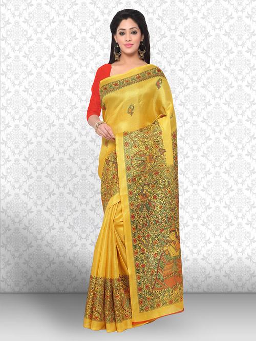 yellow silk bhagalpuri saree with blouse - 18286270 - Very Small Image - 1