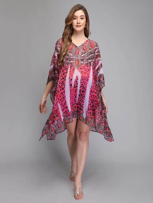 v-neck printed kaftan dress - 18286334 - Very Small Image - 1