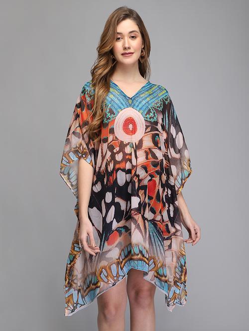 v-neck printed kaftan tunic - 18286343 - Very Small Image - 1