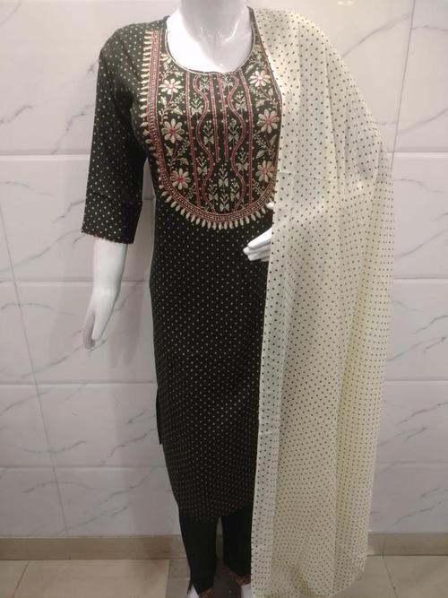 cotton kurta plazzo dupatta set - 18286420 - Very Small Image - 1