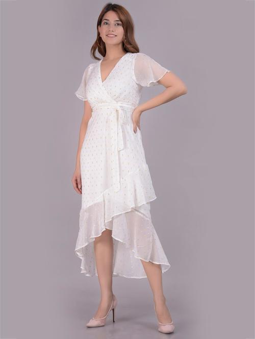 tie front printed asymmetric dress - 18286442 - Very Small Image - 1