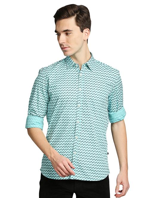 sea-green printed casual shirt - 18286463 - Very Small Image - 1
