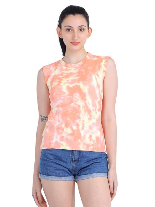 orange round neck tie & dye t-shirt - 18286556 - Very Small Image - 1
