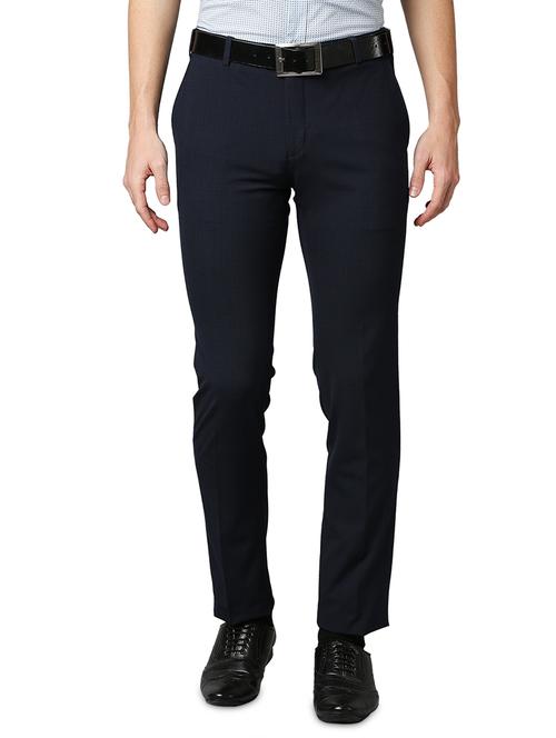 navy-blue solid formal trouser - 18286602 - Very Small Image - 1
