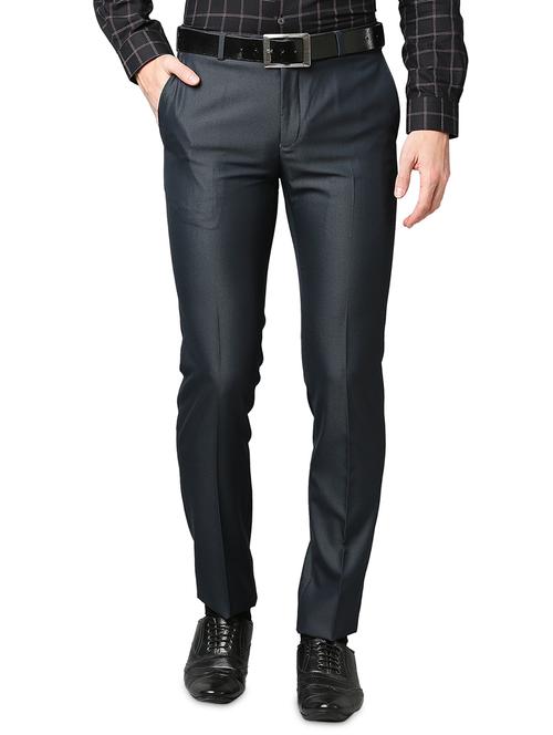 navy-blue solid formal trouser - 18286625 - Very Small Image - 1