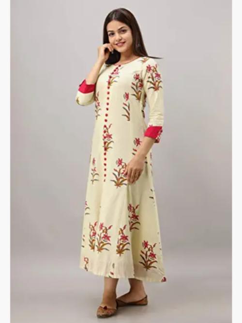 ladies cotton anarkali printed kurti - 18286826 - Very Small Image - 1