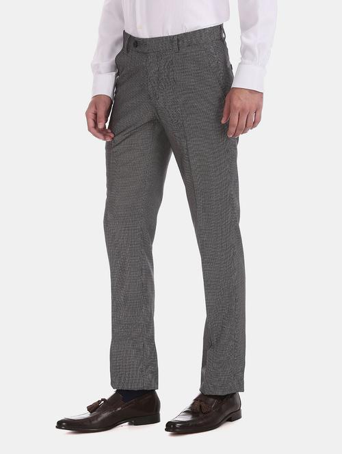grey textured casual trouser - 18286932 - Very Small Image - 1
