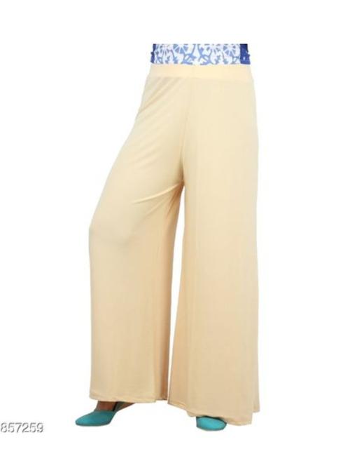 ladies cotton palazzo cream color - 18287124 - Very Small Image - 1