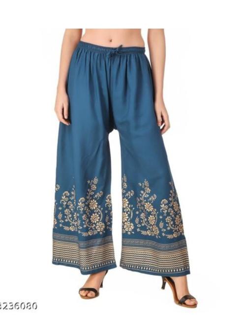 ladies cotton palazzo blue color - 18287140 - Very Small Image - 1