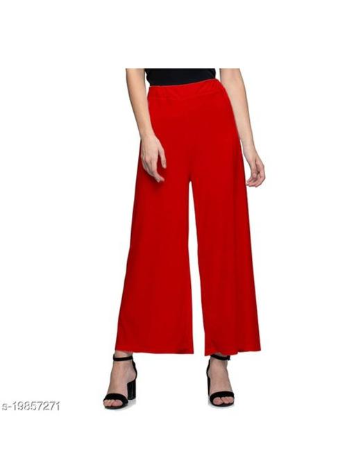 ladies cotton palazzo red color - 18287152 - Very Small Image - 1