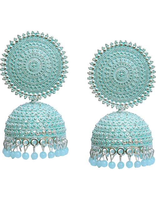 ladies metal earrings sky blue color - 18287347 - Very Small Image - 1