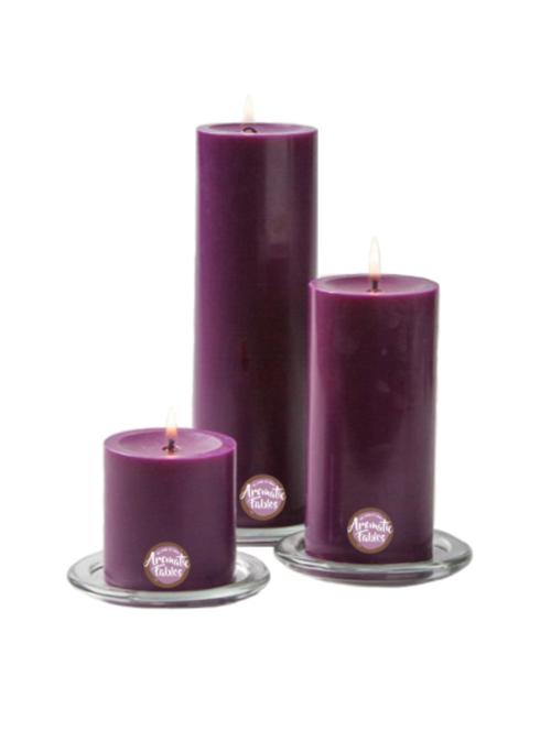 charlie scented set of 3 purple color pillar candles - 18287374 - Very Small Image - 1