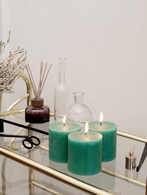 green 3 inch magnet fragrance set of 3 pillar candles - 18287379 - Very Small Image - 1