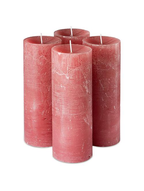 pink 8 inch champagne fragrance set of 4 pillar candles - 18287414 - Very Small Image - 1