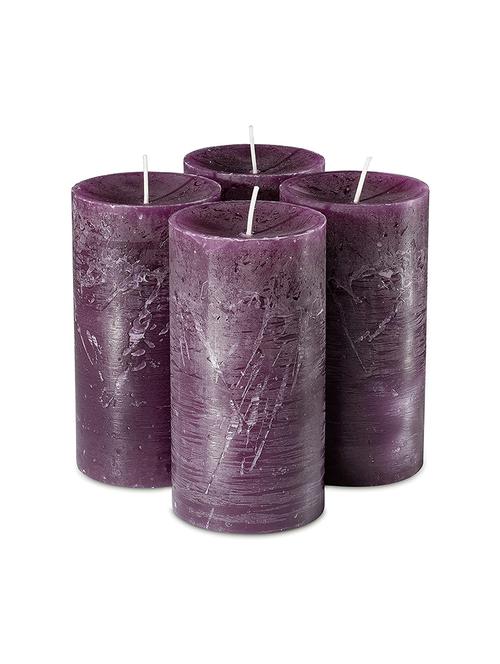 purple 6 inch mogra fragrance set of 4 pillar candles - 18287416 - Very Small Image - 1