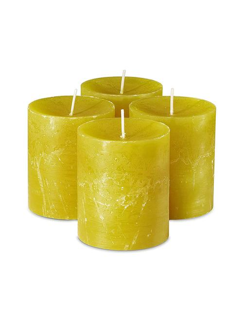 yellow 3 inch green apple fragrance set of 4 pillar candles - 18287424 - Very Small Image - 1