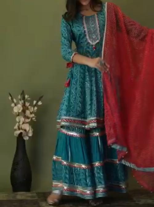 garara for women blue colour - 18287737 - Very Small Image - 1
