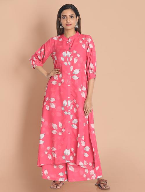 pink satin kurta pant set - 18287789 - Very Small Image - 1