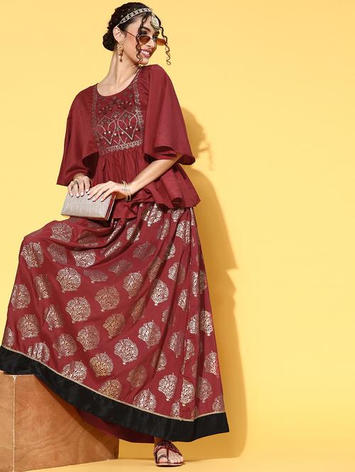 red art silk skirt top set - 18287888 - Very Small Image - 1