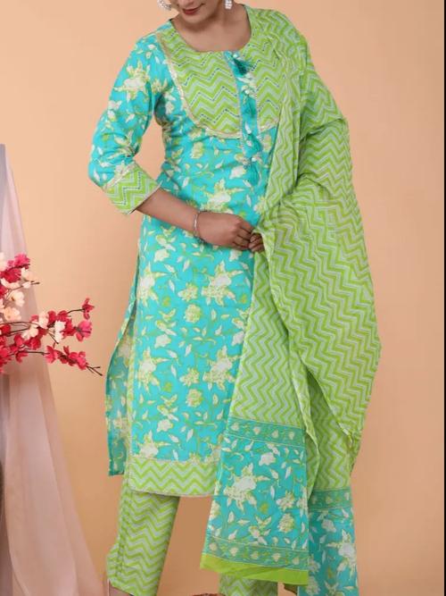 cotton kurti pant with dupatta pure - 18289153 - Very Small Image - 1