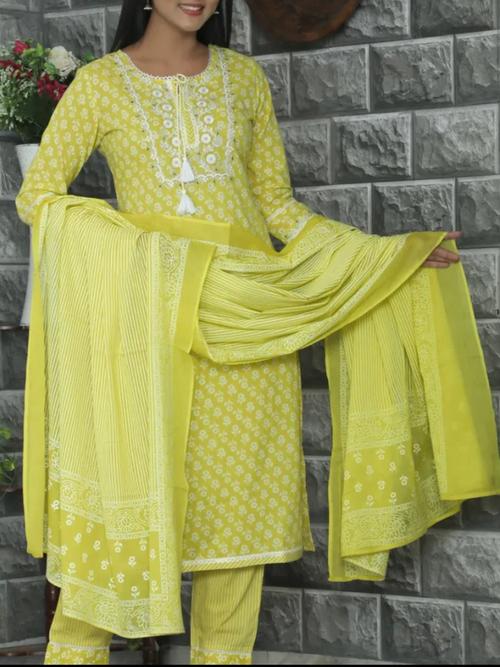 cotton kurti pant with dupatta pure - 18289158 - Very Small Image - 1