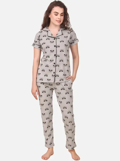 ladies cotton blend printed night wear - 18289233 - Very Small Image - 1