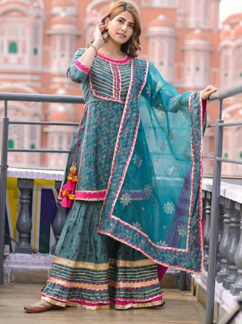 garara for women blue color - 18289527 - Very Small Image - 1