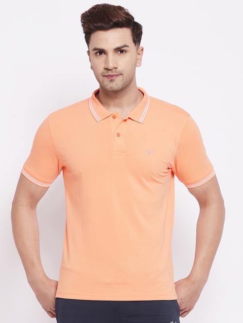 orange solid polo t-shirt - 18289829 - Very Small Image - 1