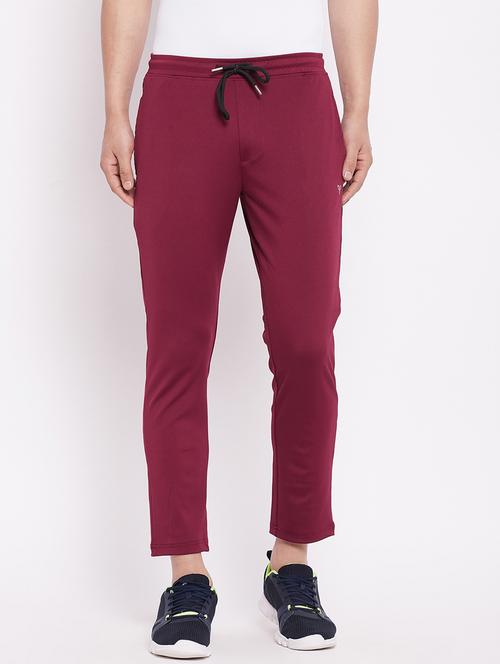 red solid full length track pant - 18289865 - Very Small Image - 1
