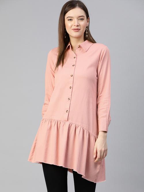 gathered hem solid top - 18290023 - Very Small Image - 1