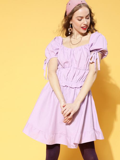 women's fit & flare solid dress - 18290249 - Very Small Image - 1