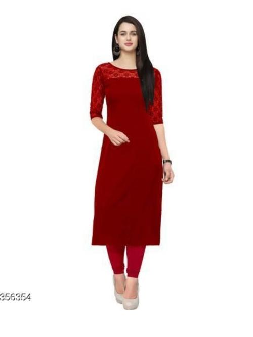 ladies short sleeves kurti red color - 18290570 - Very Small Image - 1
