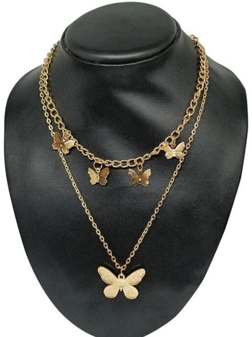 ladies metal necklace gold color - 18290576 - Very Small Image - 1
