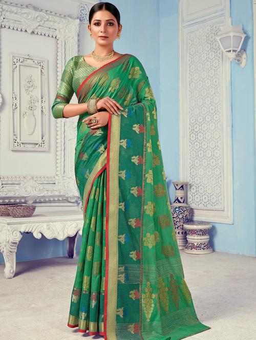 women's self design green colored saree - 18290670 - Very Small Image - 1