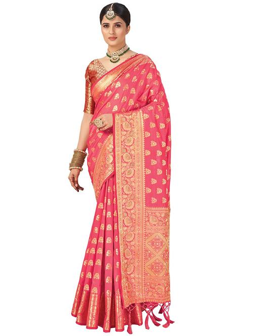 pink silk embroidered saree - 18290706 - Very Small Image - 1
