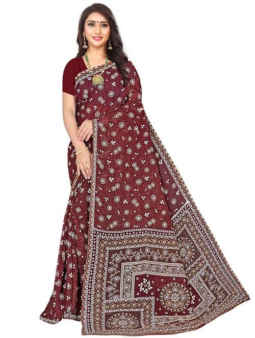 purple georgette printed saree - 18290794 - Very Small Image - 1