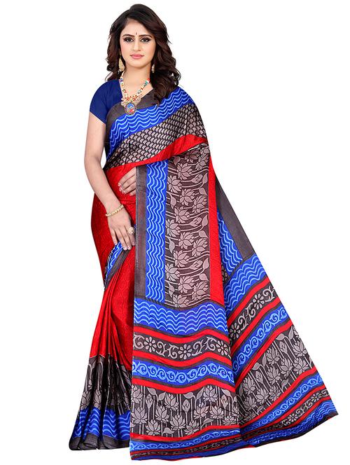 red chiffon printed saree - 18290803 - Very Small Image - 1