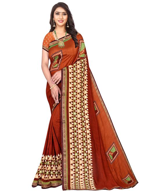 orange georgette printed saree - 18290889 - Very Small Image - 1