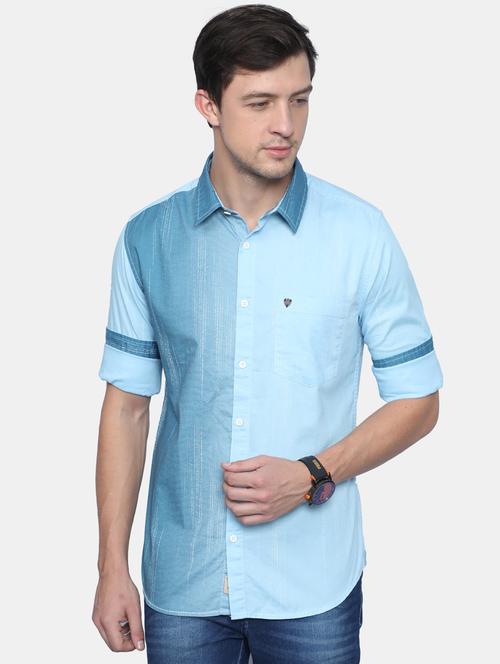 light blue printed casual shirt - 18291074 - Very Small Image - 1