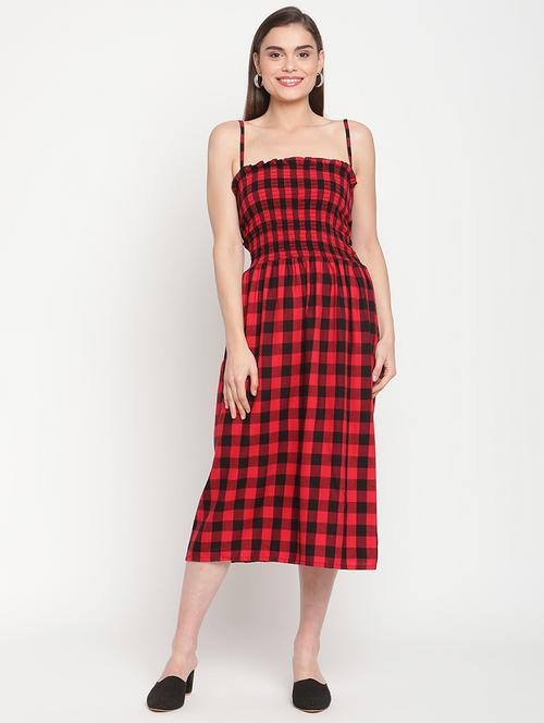 cami neck checkered a-line dress - 18291432 - Very Small Image - 1