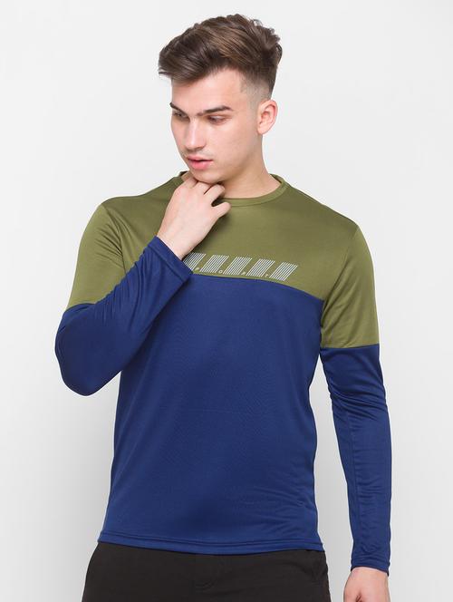olive green color-locked t-shirt - 18291506 - Very Small Image - 1