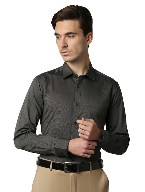 charcoal-grey self-designed formal shirt - 18291700 - Very Small Image - 1