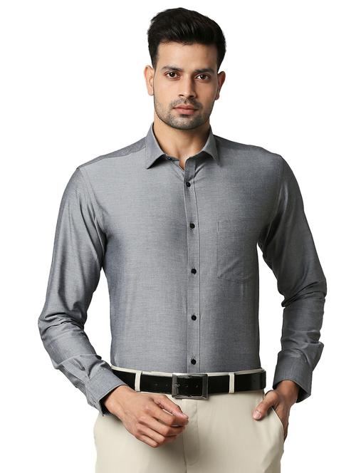 grey solid formal shirt - 18291716 - Very Small Image - 1