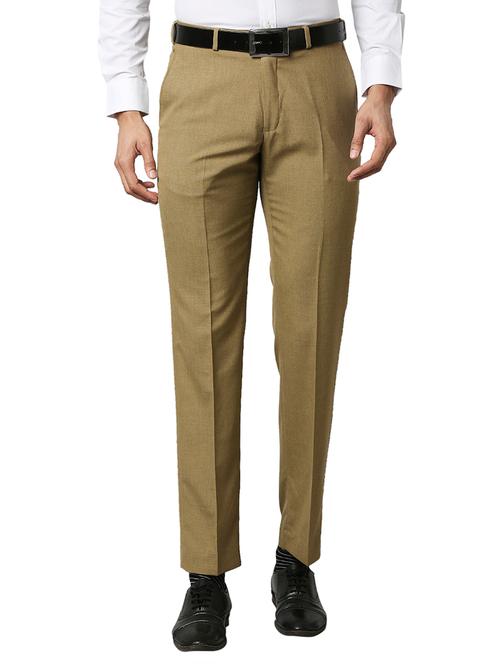 beige solid formal trouser - 18291838 - Very Small Image - 1