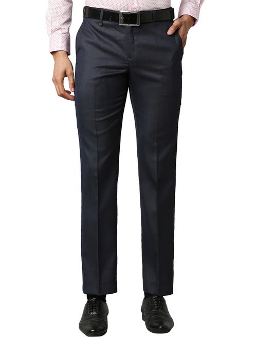navy-blue solid formal trouser - 18291852 - Very Small Image - 1