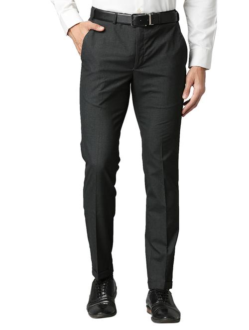 charcoal-grey solid formal trouser - 18291867 - Very Small Image - 1