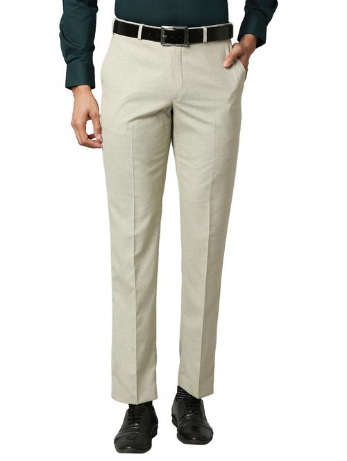 beige solid formal trouser - 18291872 - Very Small Image - 1